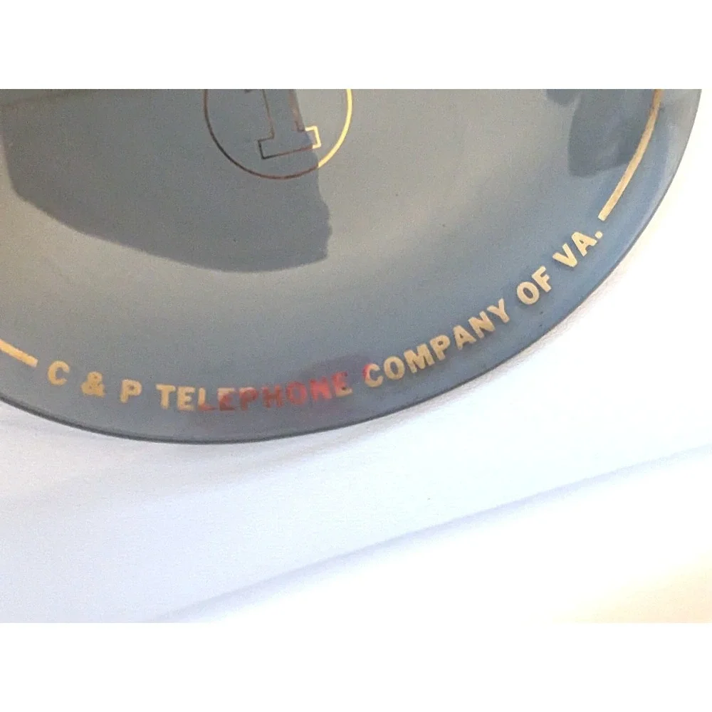 1977 C & P Bell Telephone NOVA Virginia Company Smoked Glass Plate Tray 9 x 6